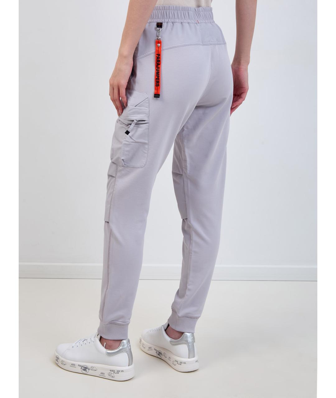 PARAJUMPERS Серые хлопковые прямые брюки, фото 4