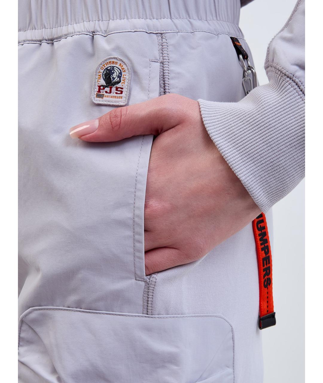 PARAJUMPERS Серые хлопковые прямые брюки, фото 5