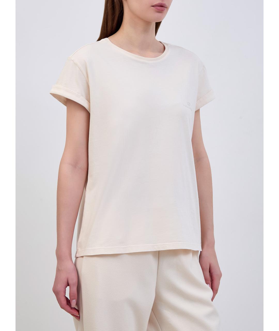 PARAJUMPERS Бежевая хлопковая футболка, фото 3