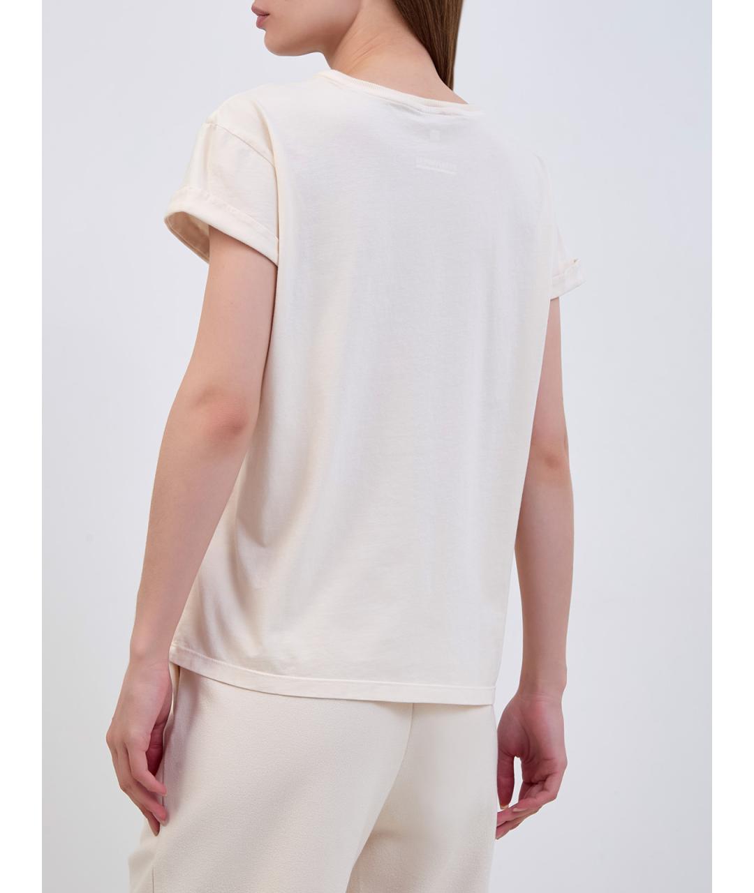 PARAJUMPERS Бежевая хлопковая футболка, фото 4