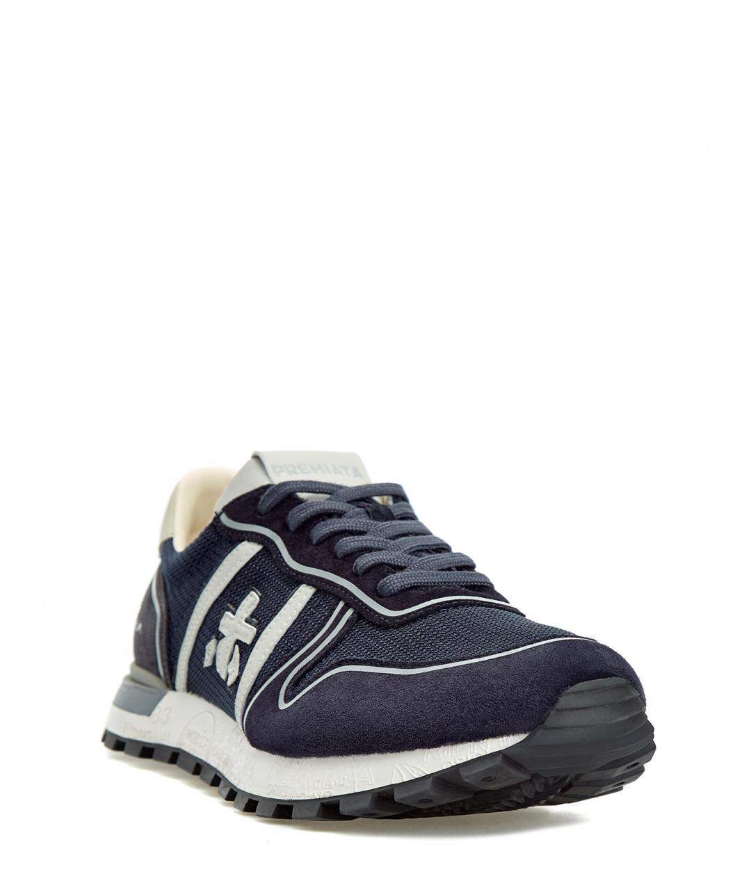 PREMIATA Темно-синие замшевые низкие кроссовки / кеды, фото 3