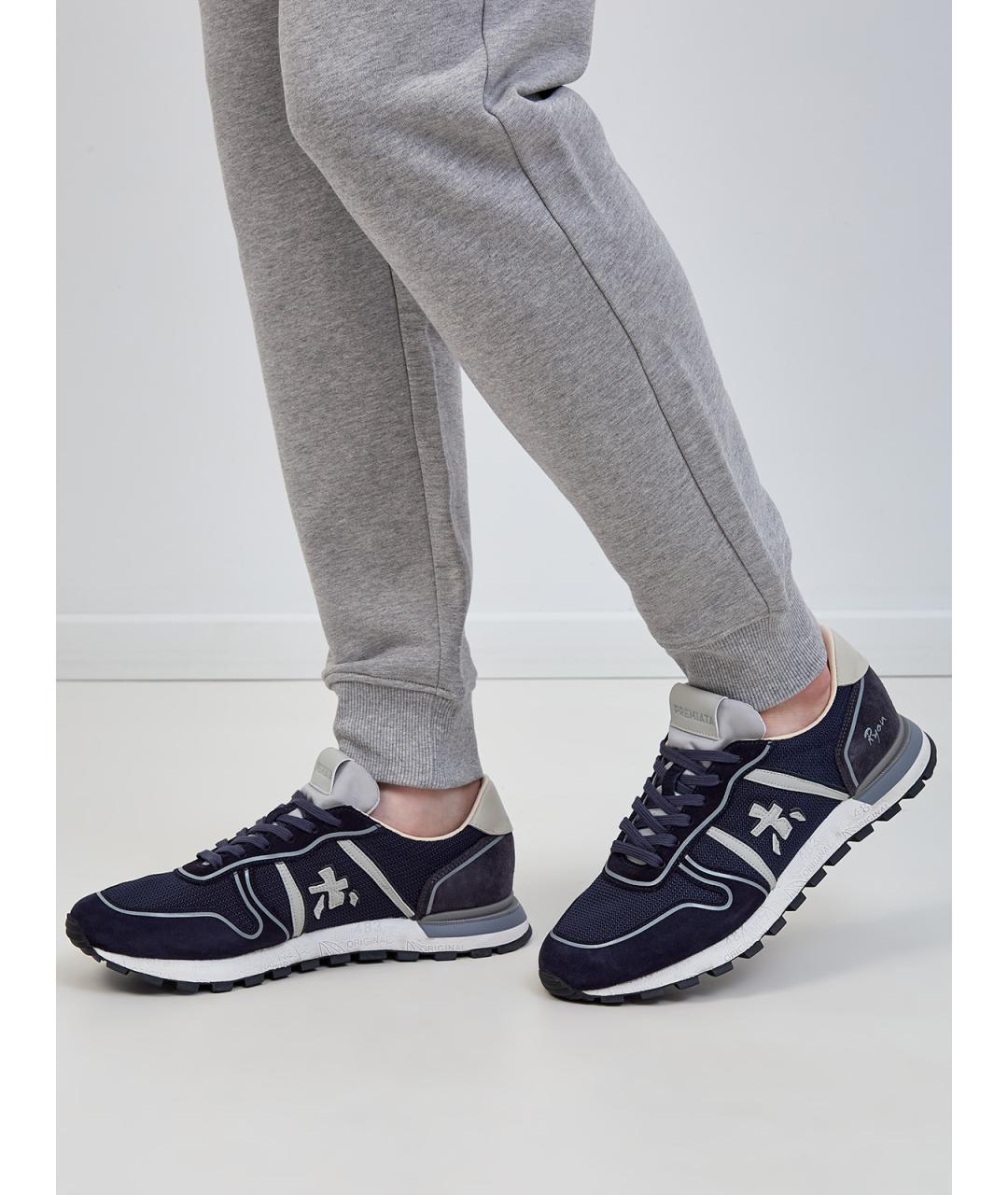 PREMIATA Темно-синие замшевые низкие кроссовки / кеды, фото 2