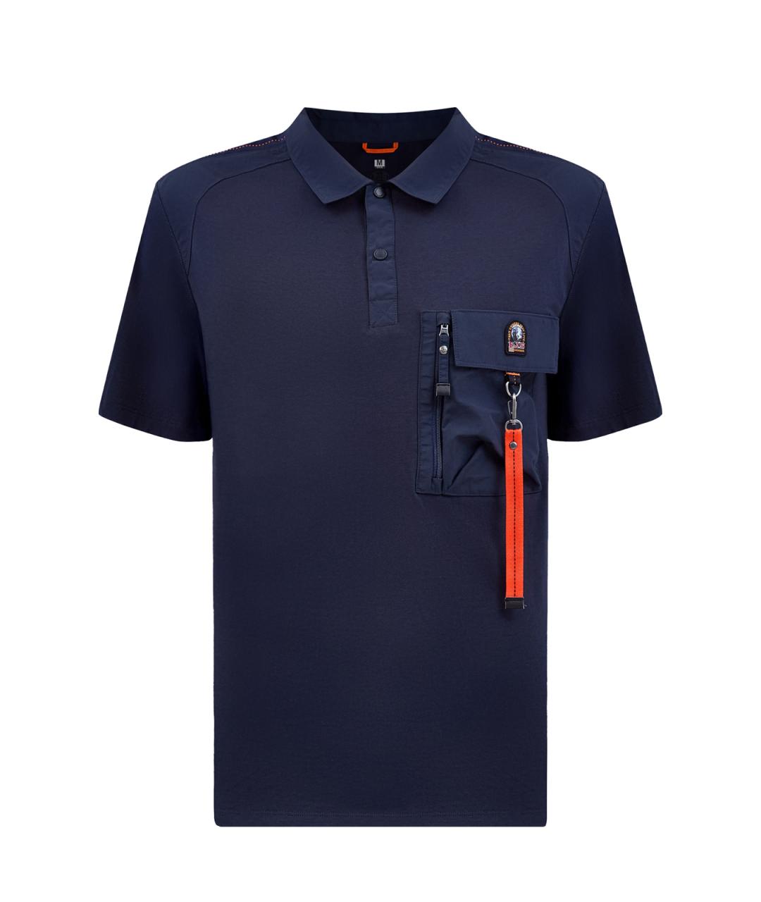 PARAJUMPERS Темно-синее хлопковое поло с коротким рукавом, фото 1