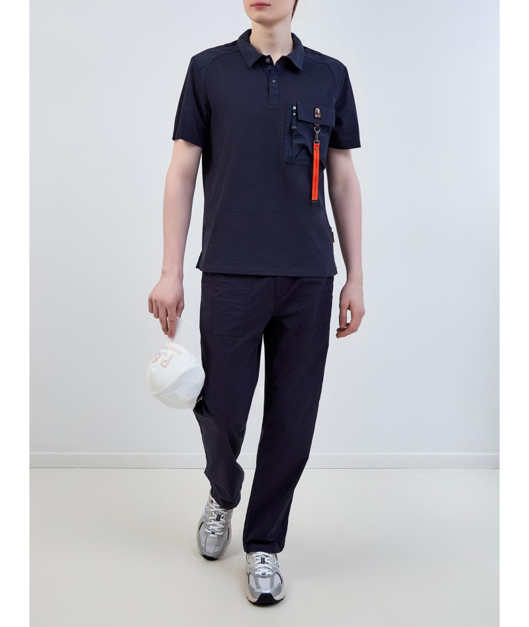 PARAJUMPERS Темно-синее хлопковое поло с коротким рукавом, фото 2