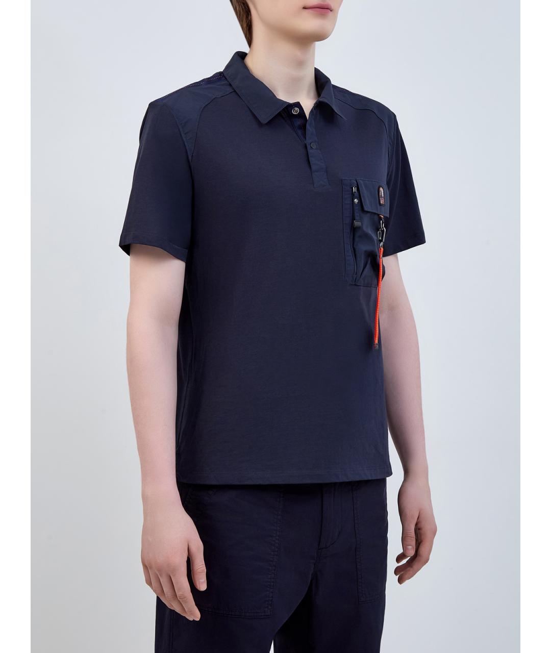 PARAJUMPERS Темно-синее хлопковое поло с коротким рукавом, фото 3