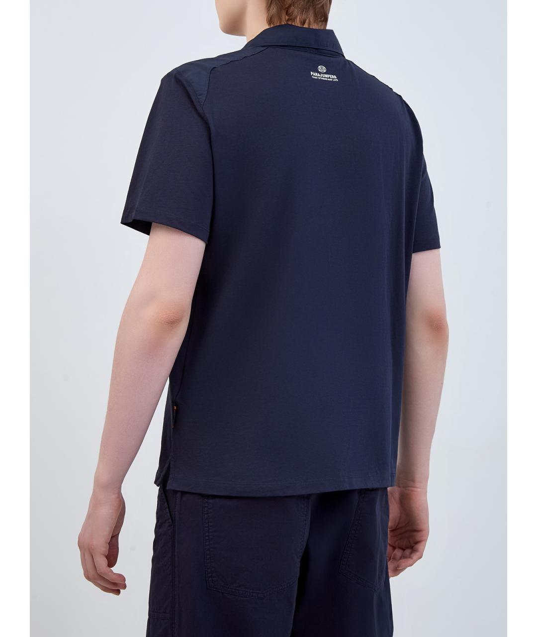 PARAJUMPERS Темно-синее хлопковое поло с коротким рукавом, фото 4