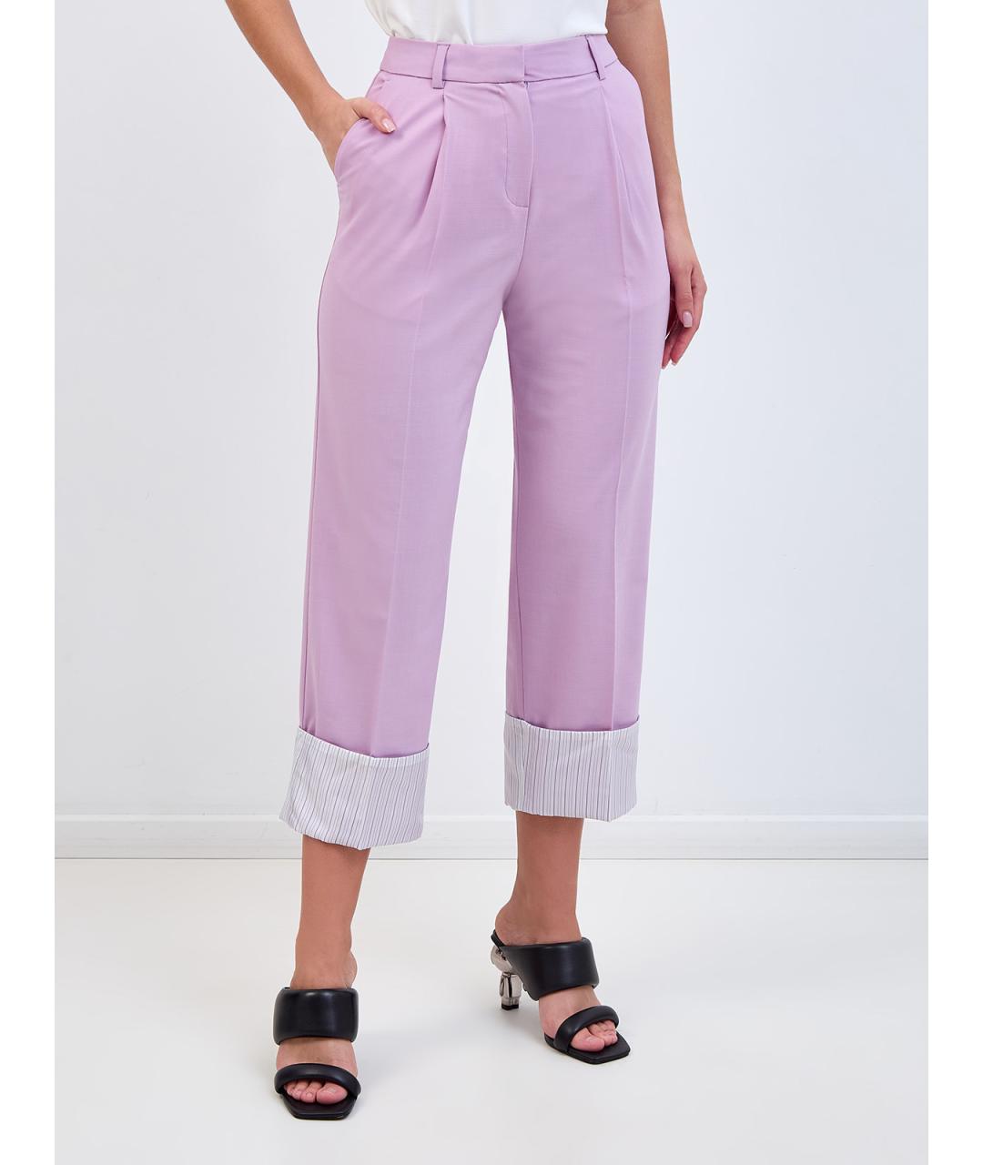 KARL LAGERFELD Фиолетовые полиэстеровые прямые брюки, фото 3