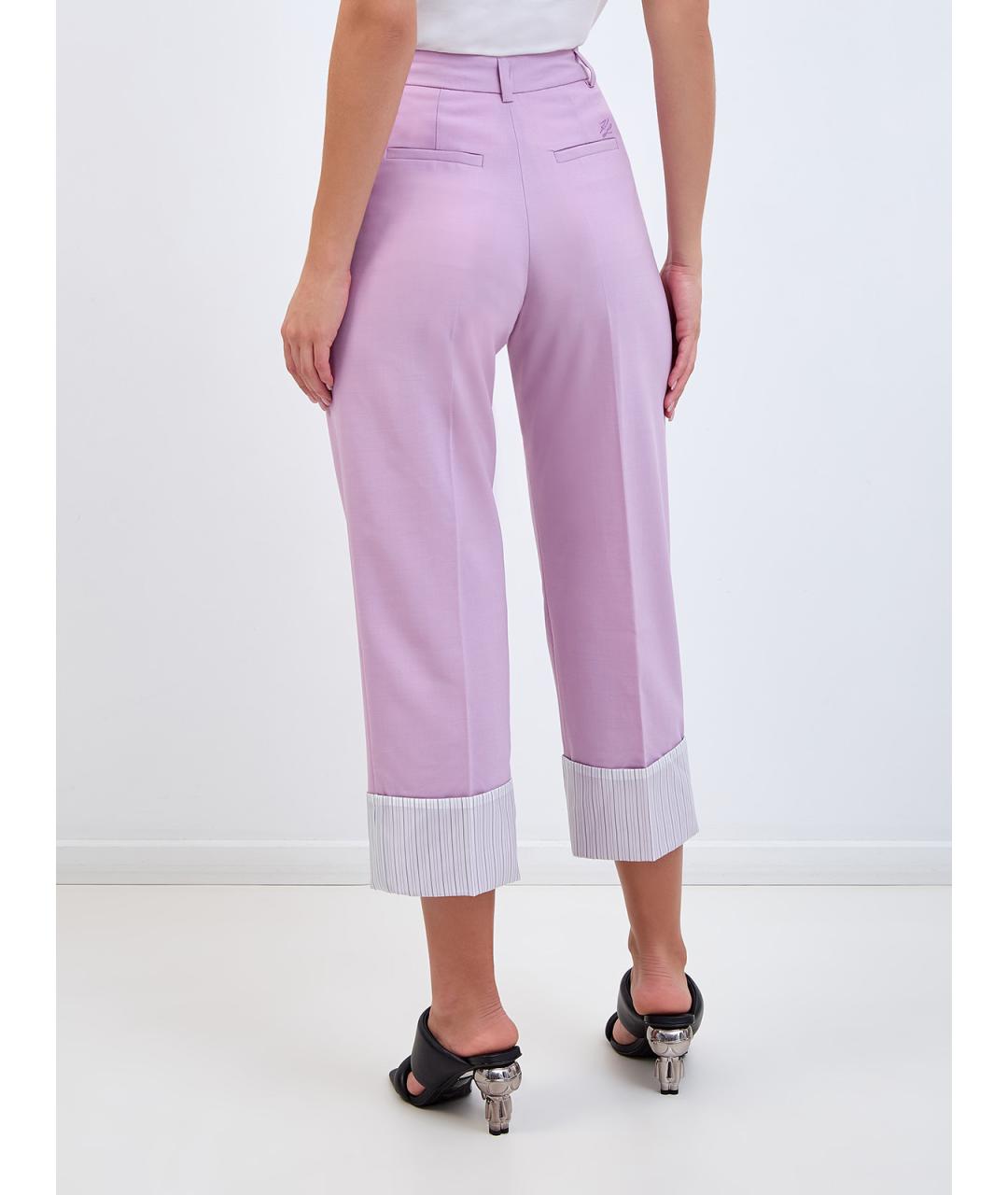 KARL LAGERFELD Фиолетовые полиэстеровые прямые брюки, фото 4