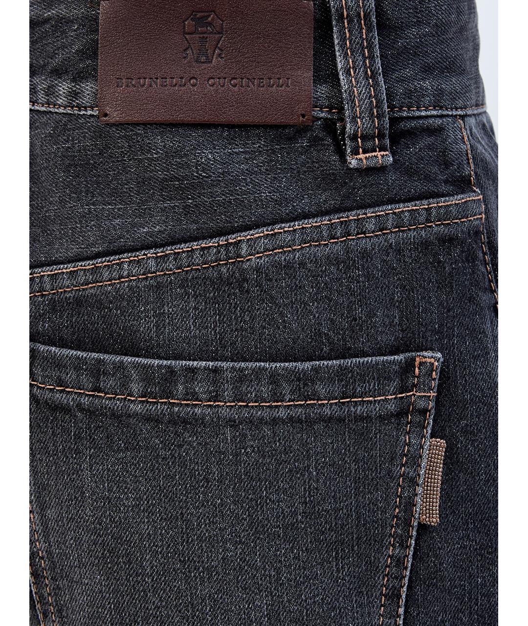 BRUNELLO CUCINELLI Серые хлопковые прямые джинсы, фото 5