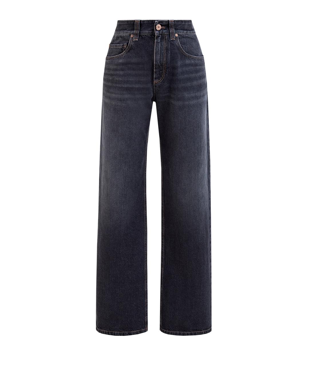 BRUNELLO CUCINELLI Серые хлопковые прямые джинсы, фото 1