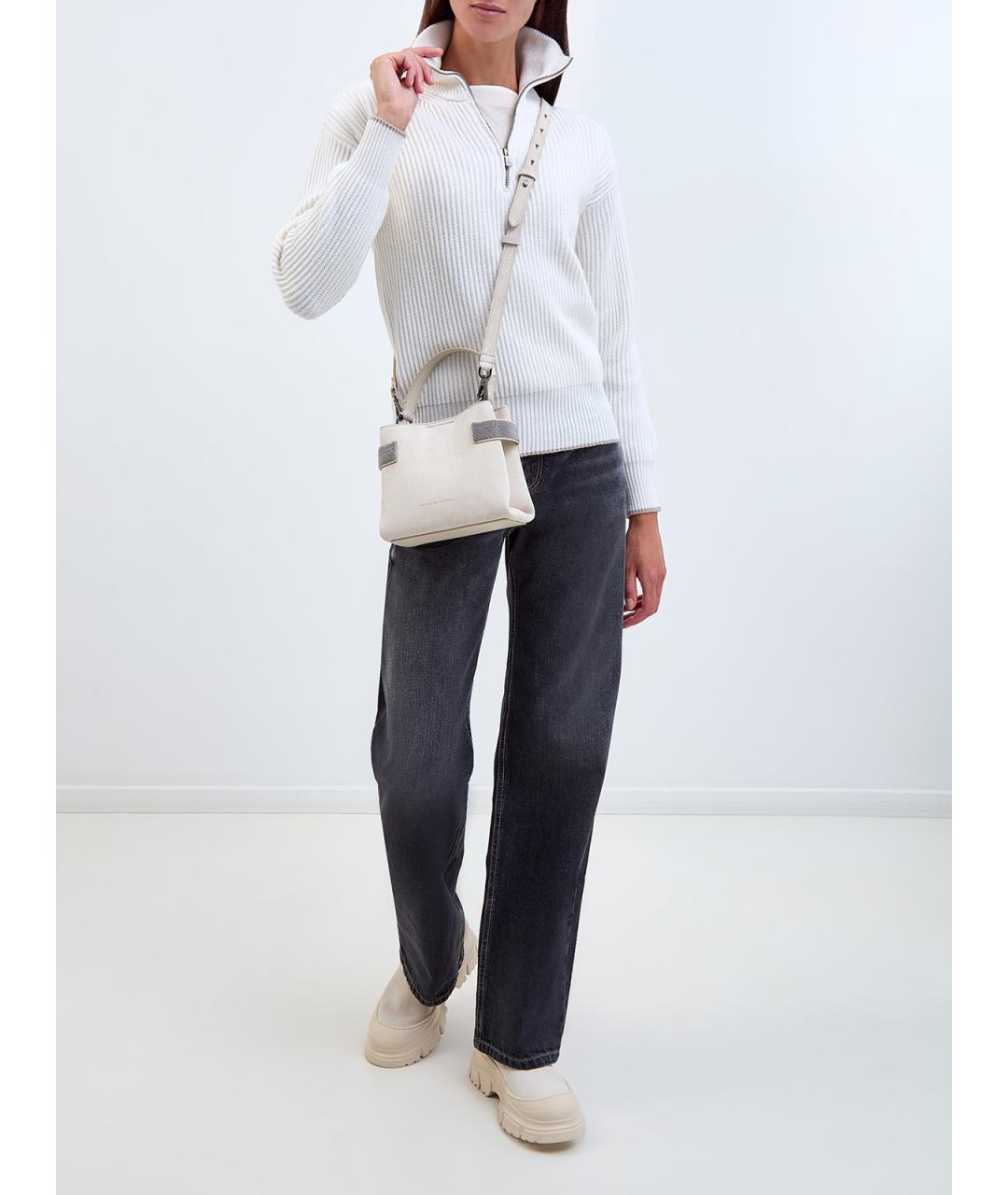 BRUNELLO CUCINELLI Серые хлопковые прямые джинсы, фото 2