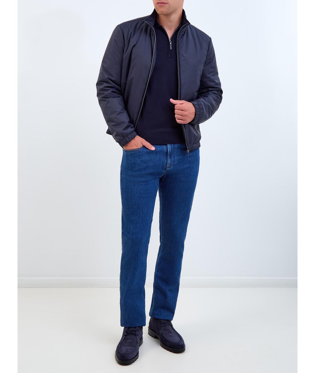 CANALI Синее поло с длинным рукавом, фото 2