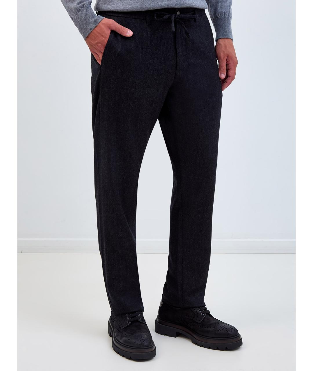 CANALI Серые шерстяные повседневные брюки, фото 3