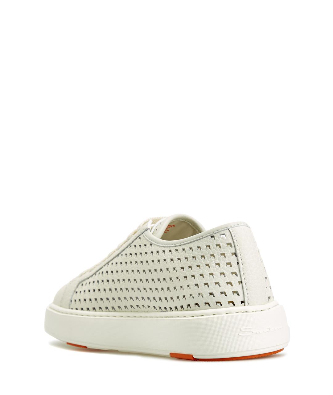 SANTONI Белые кожаные низкие кроссовки / кеды, фото 4