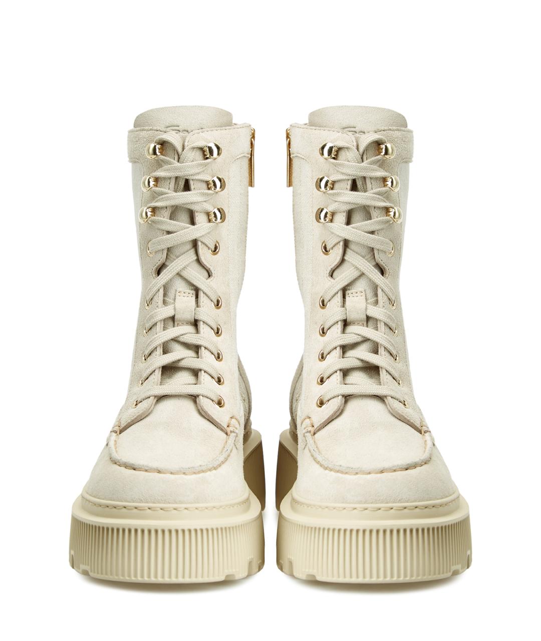 SANTONI Бежевые текстильные ботинки, фото 6