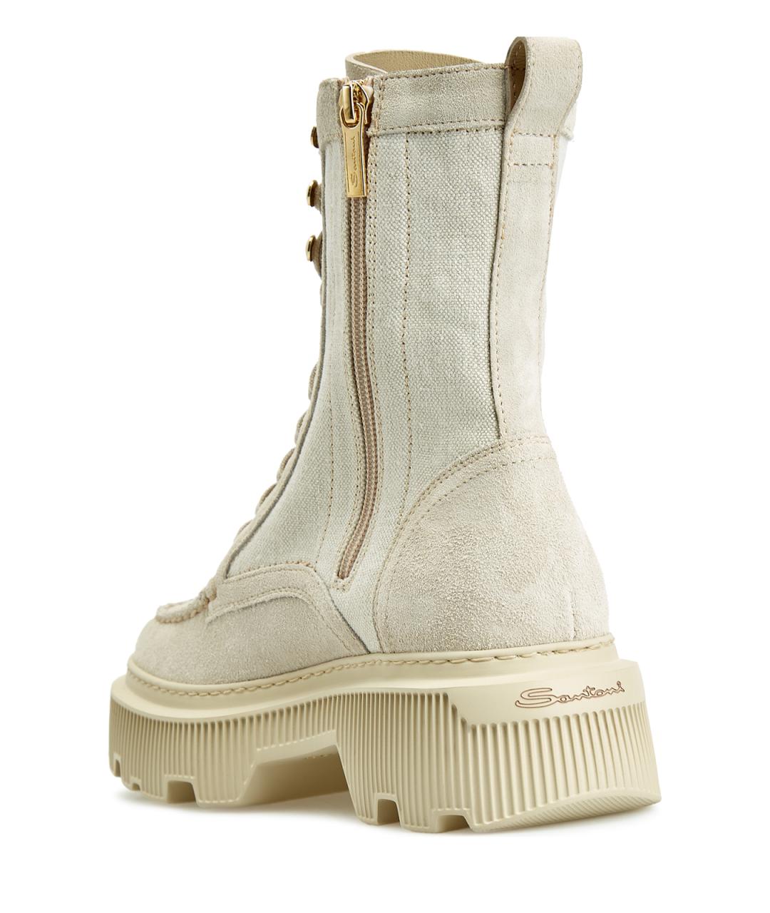 SANTONI Бежевые текстильные ботинки, фото 4