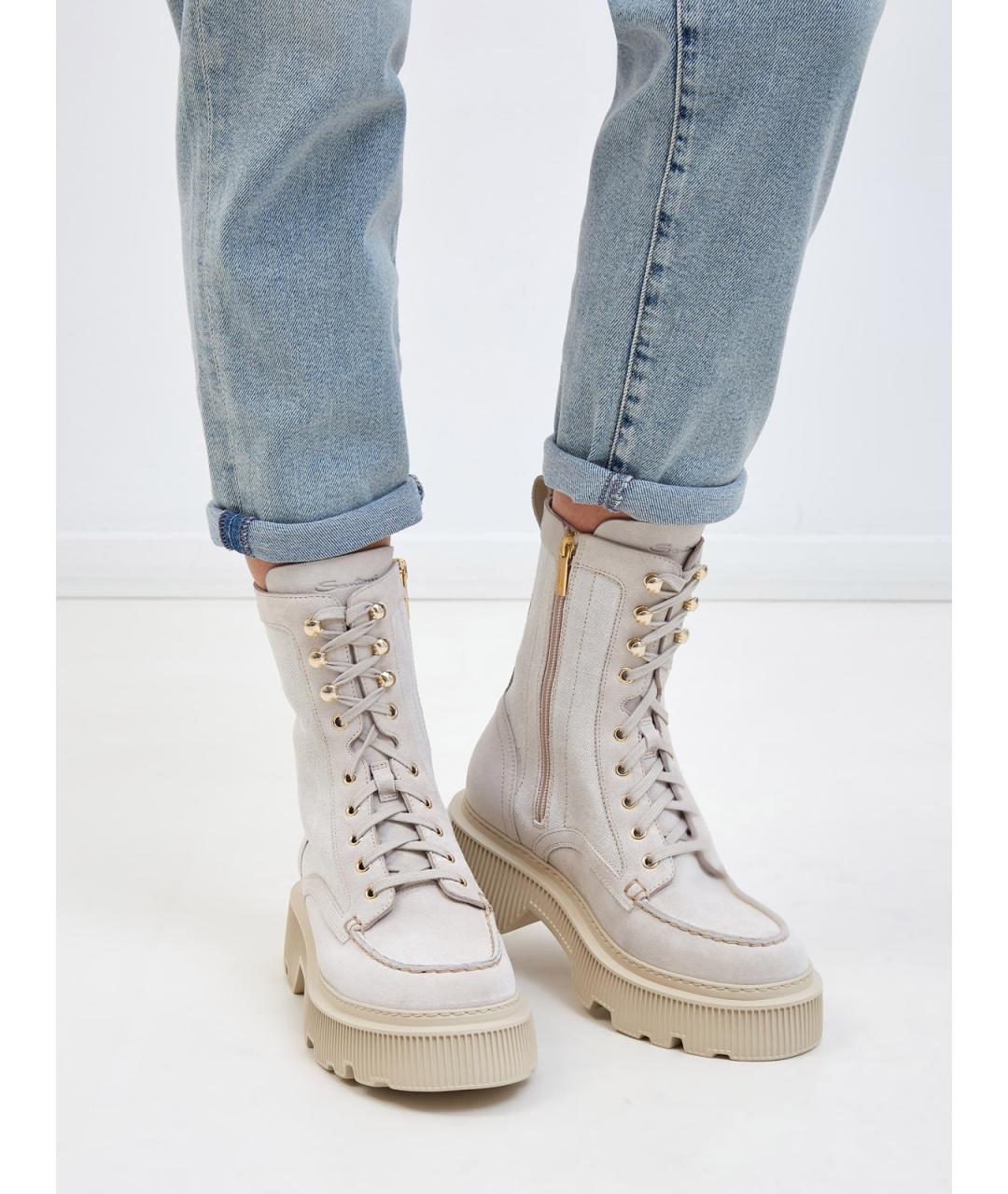 SANTONI Бежевые текстильные ботинки, фото 2