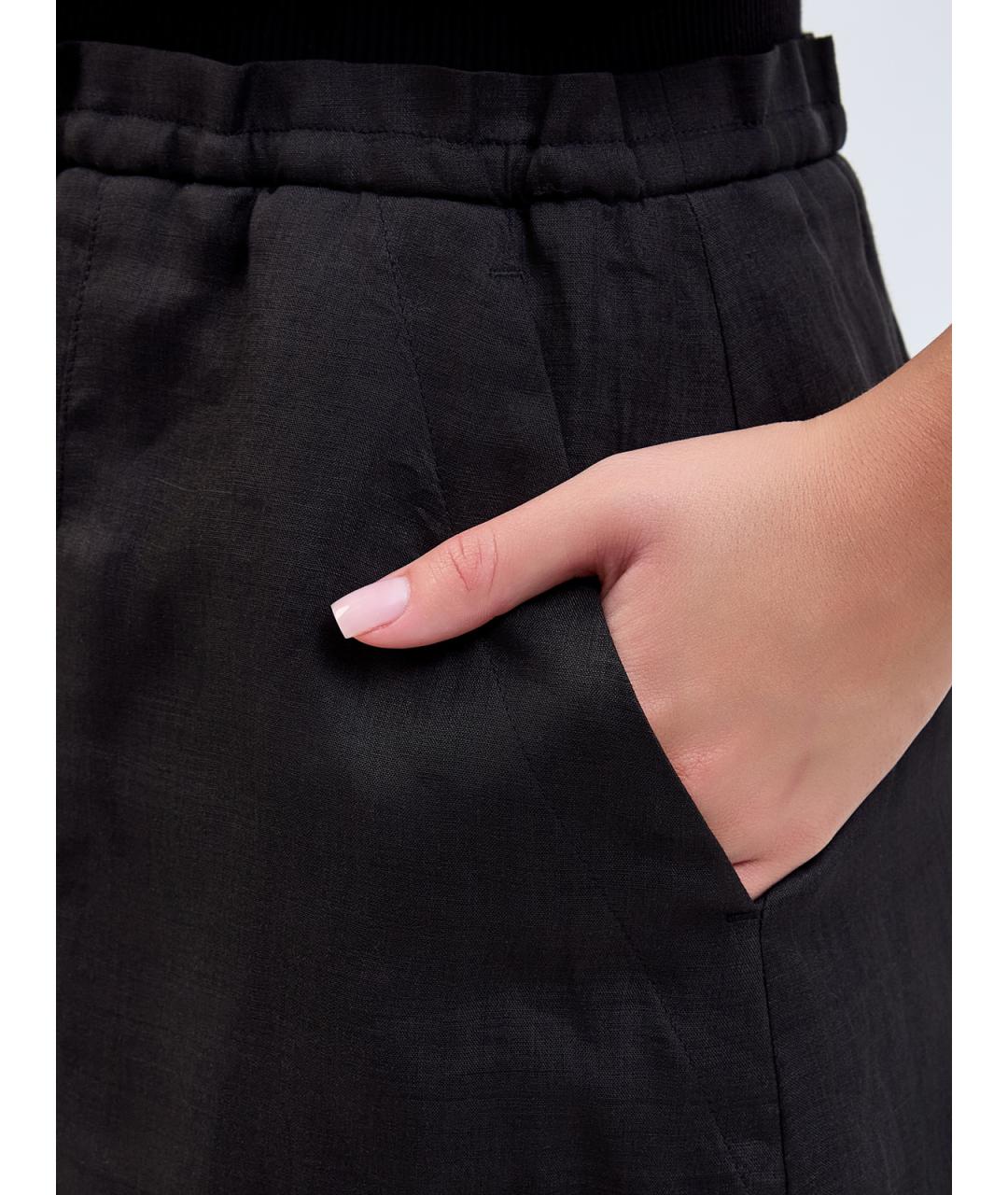 LORENA ANTONIAZZI Черная льняная юбка миди, фото 5