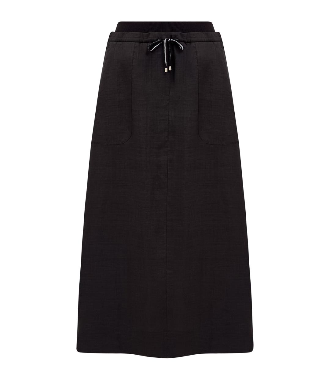 LORENA ANTONIAZZI Черная льняная юбка миди, фото 1