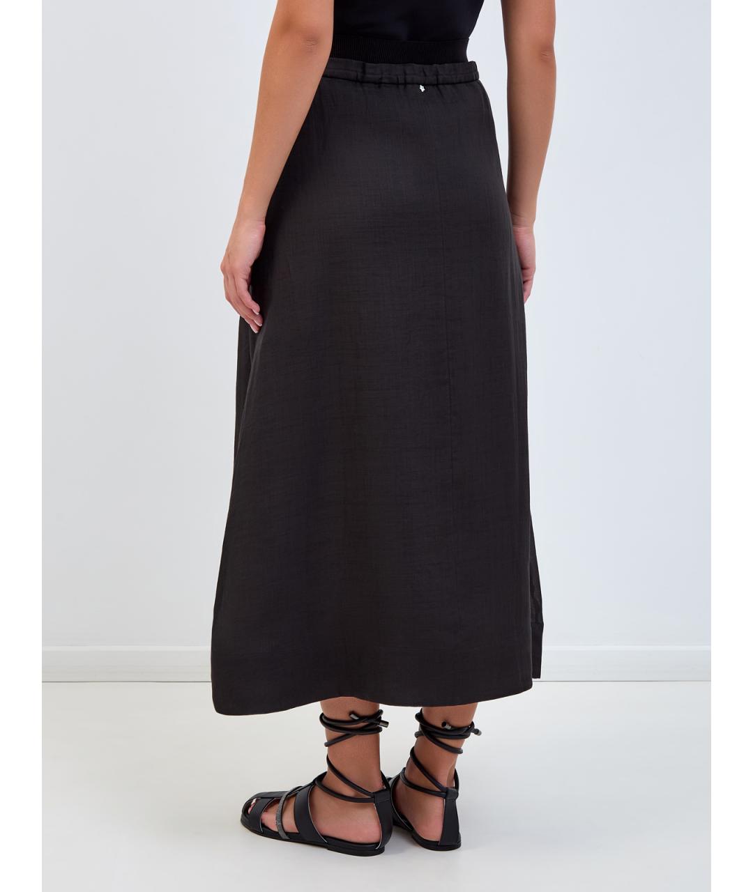 LORENA ANTONIAZZI Черная льняная юбка миди, фото 4