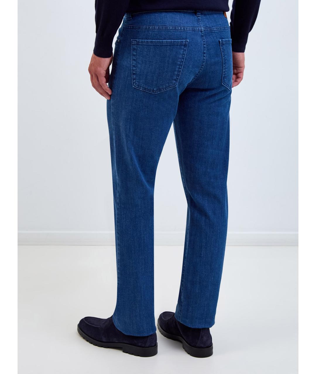 CANALI Синие хлопковые прямые джинсы, фото 4