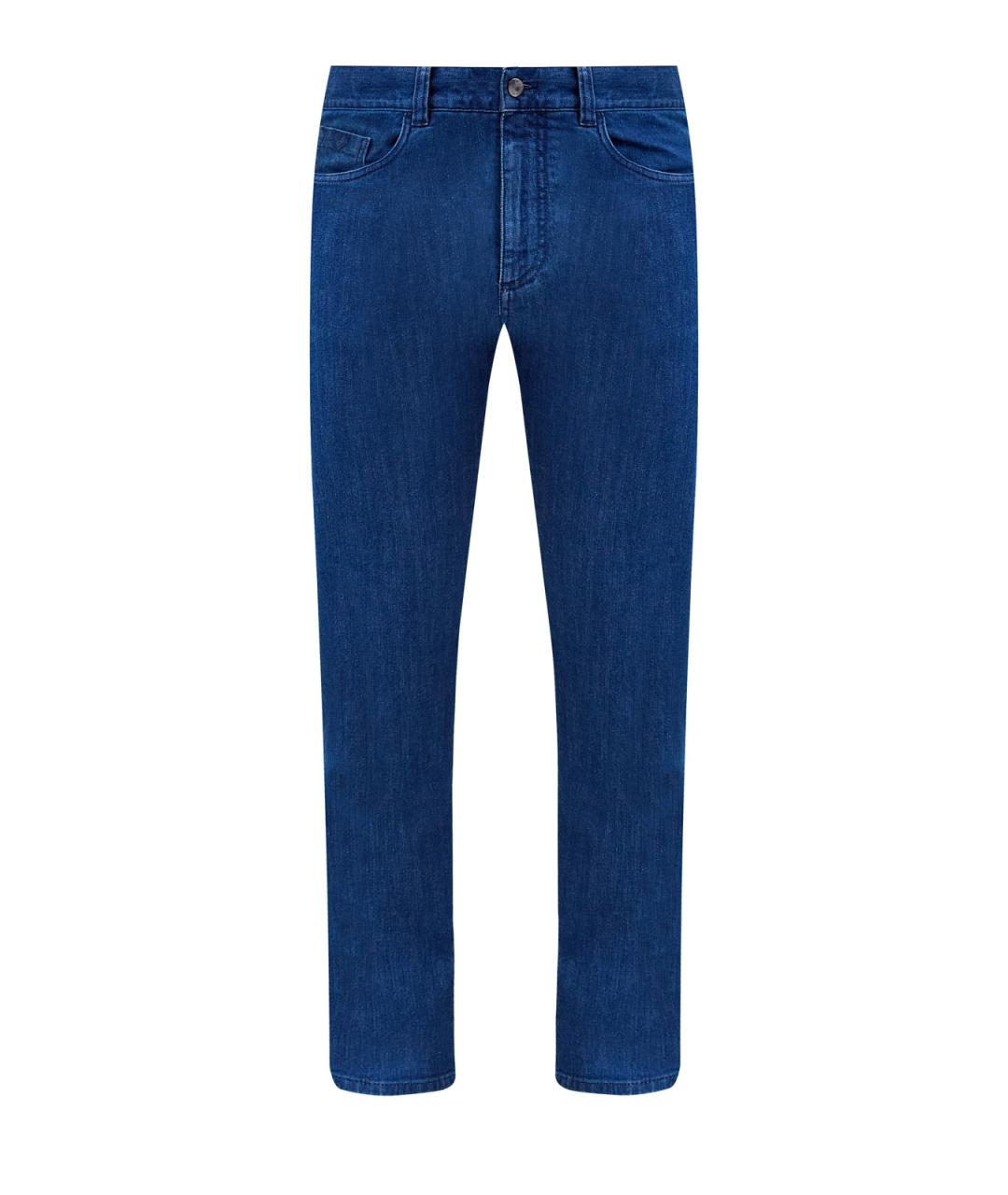 CANALI Синие хлопковые прямые джинсы, фото 1
