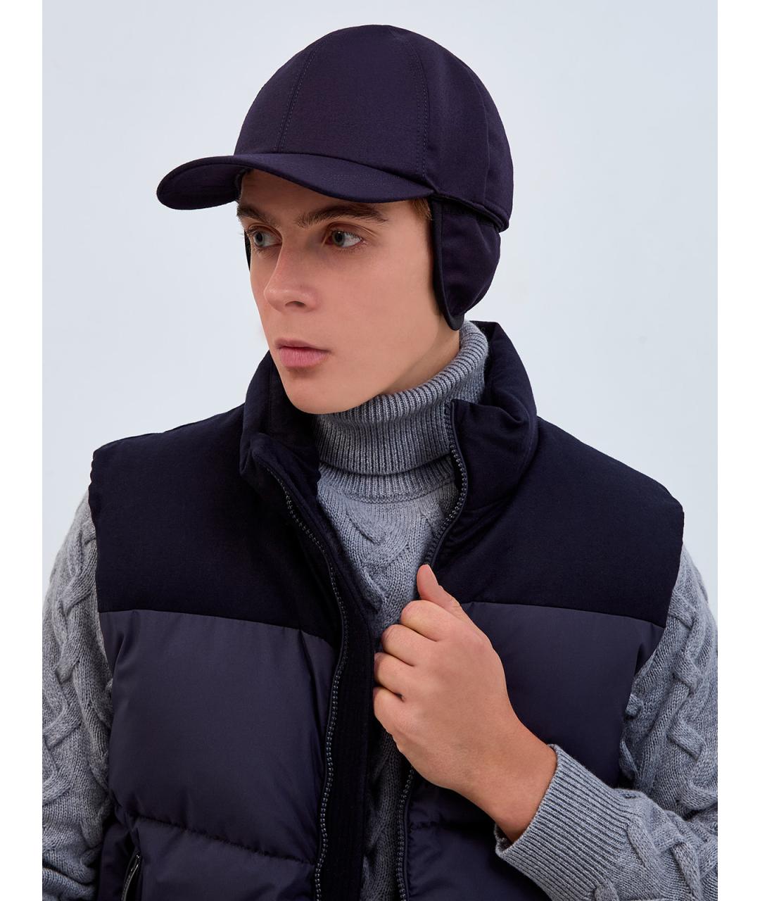 CANALI Синяя шерстяная кепка/бейсболка, фото 2