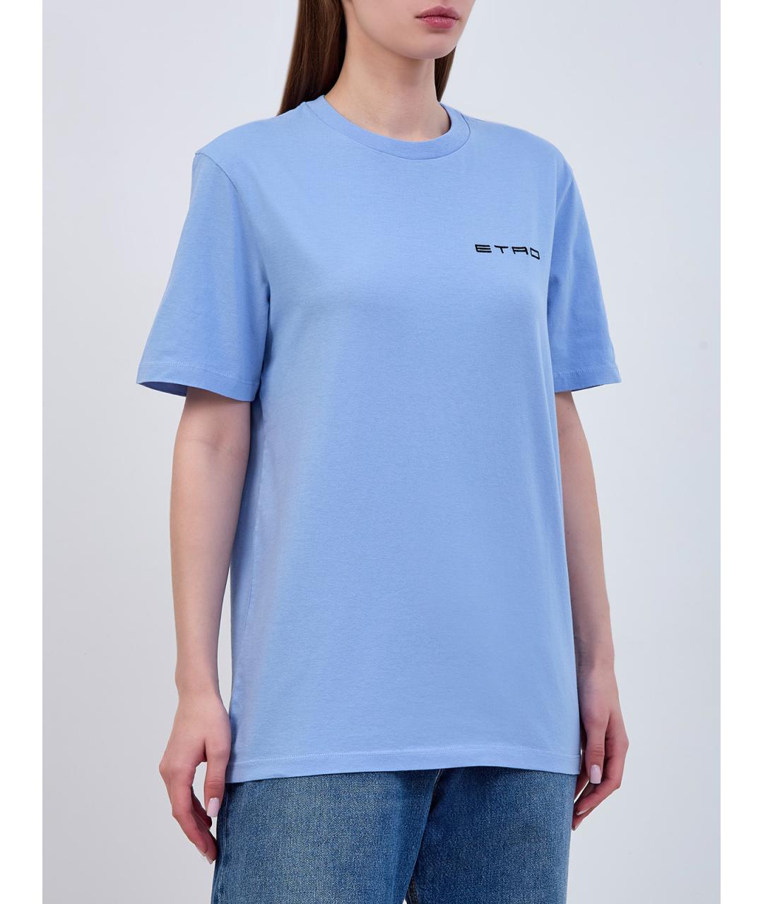 ETRO Голубая хлопковая футболка, фото 3