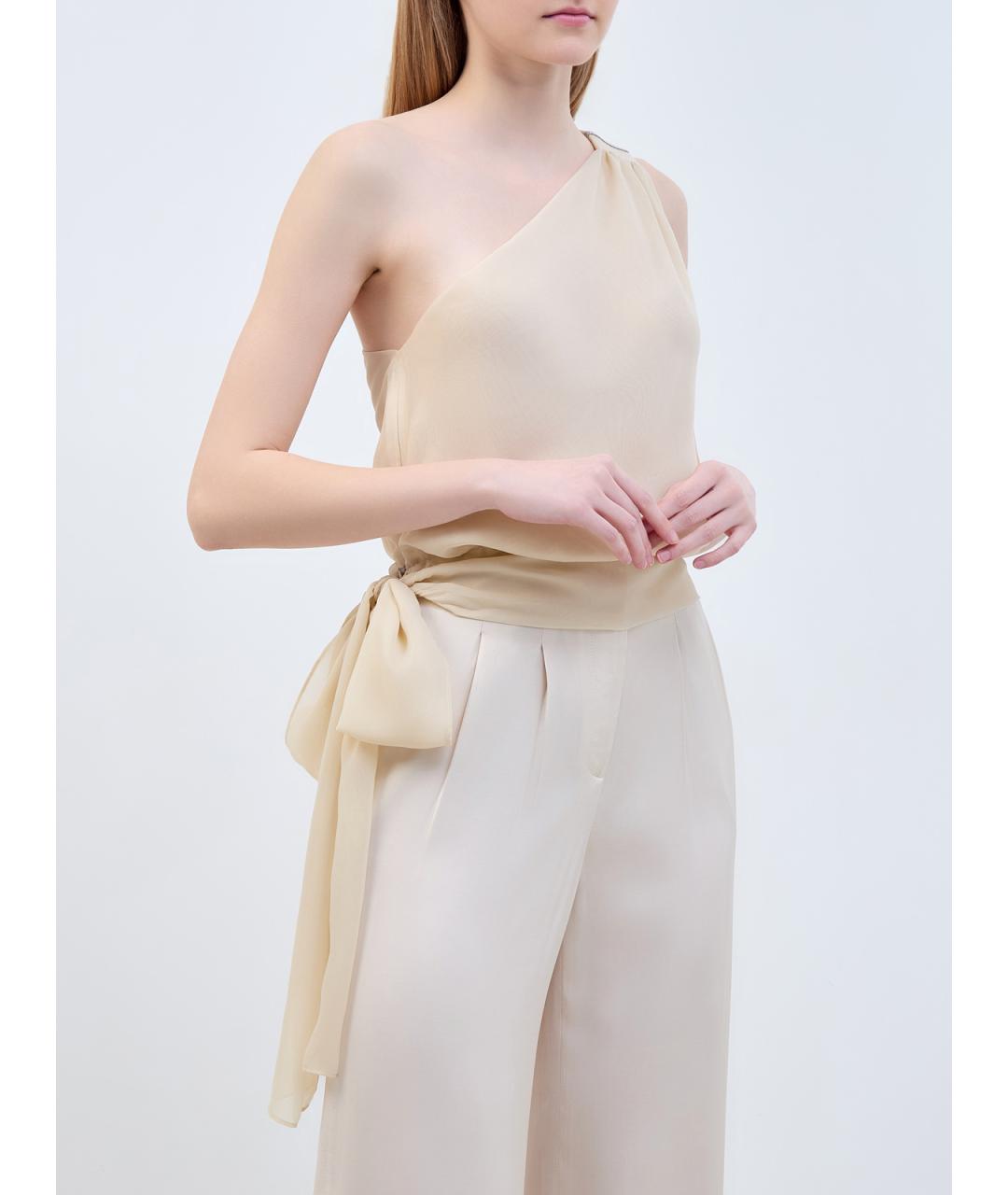 PESERICO Бежевая полиэстеровая блузы, фото 3