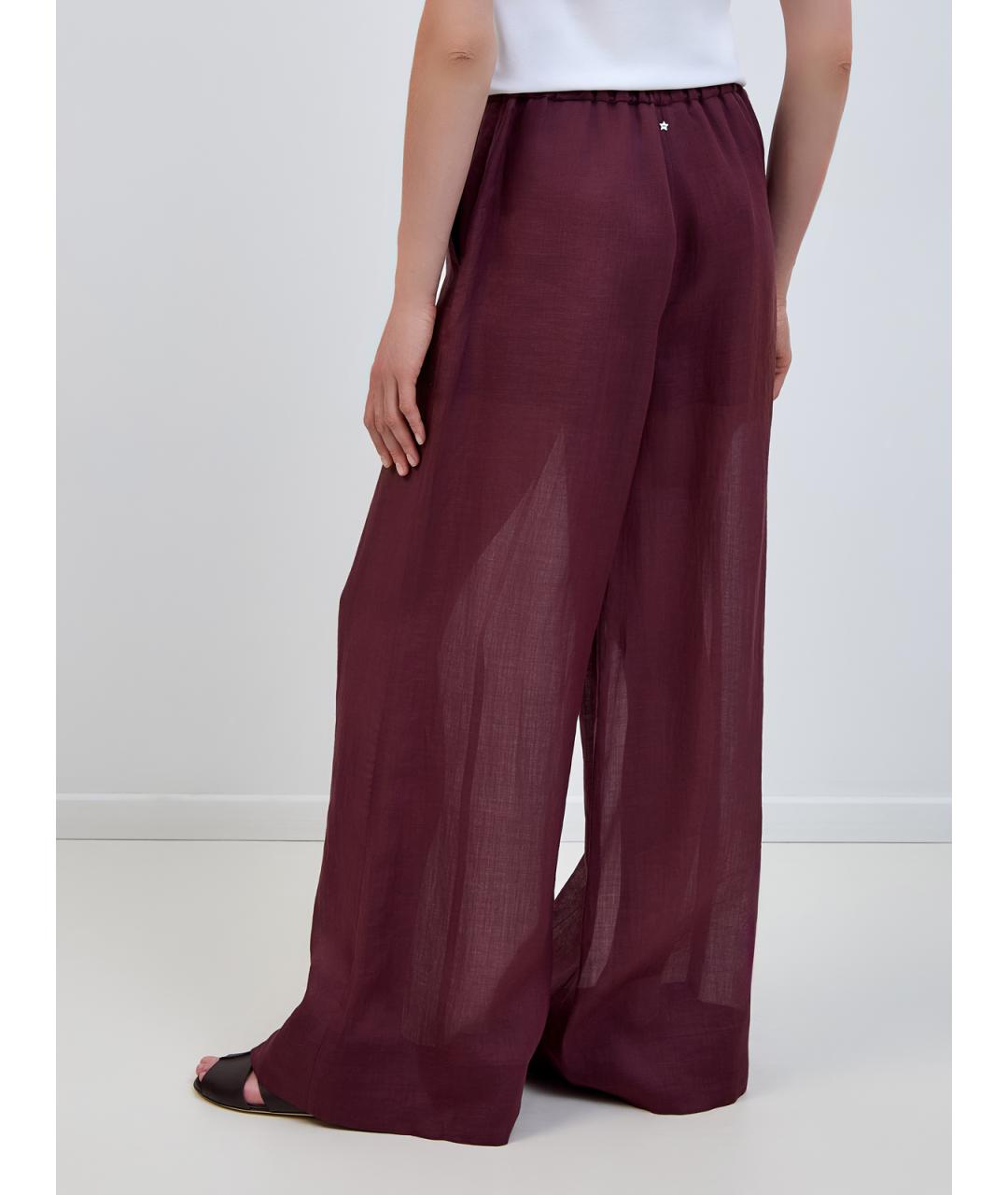 LORENA ANTONIAZZI Бордовые льняные брюки широкие, фото 4