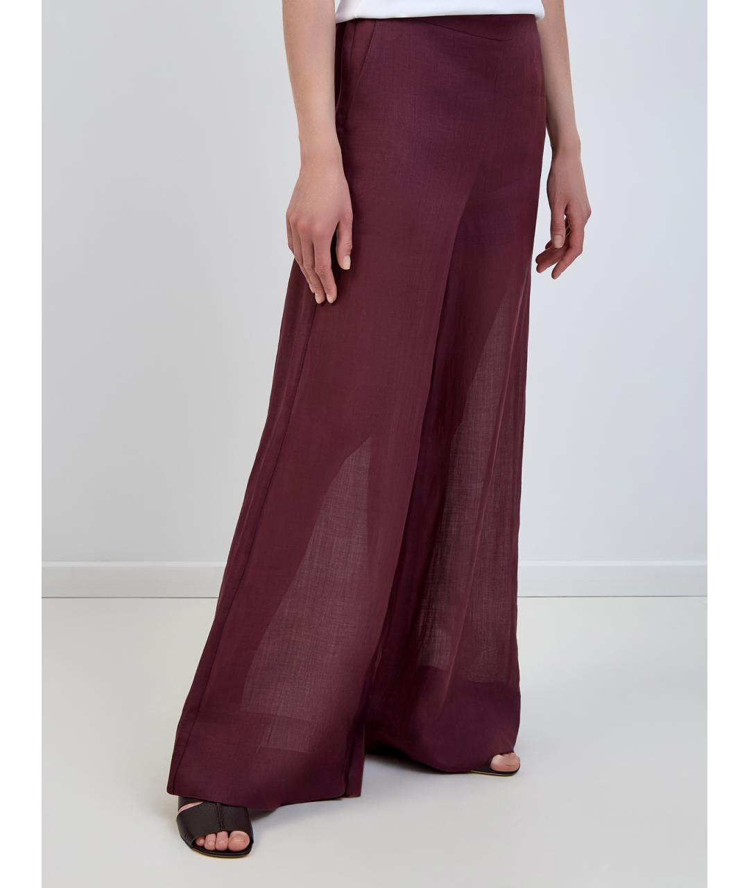LORENA ANTONIAZZI Бордовые льняные брюки широкие, фото 3