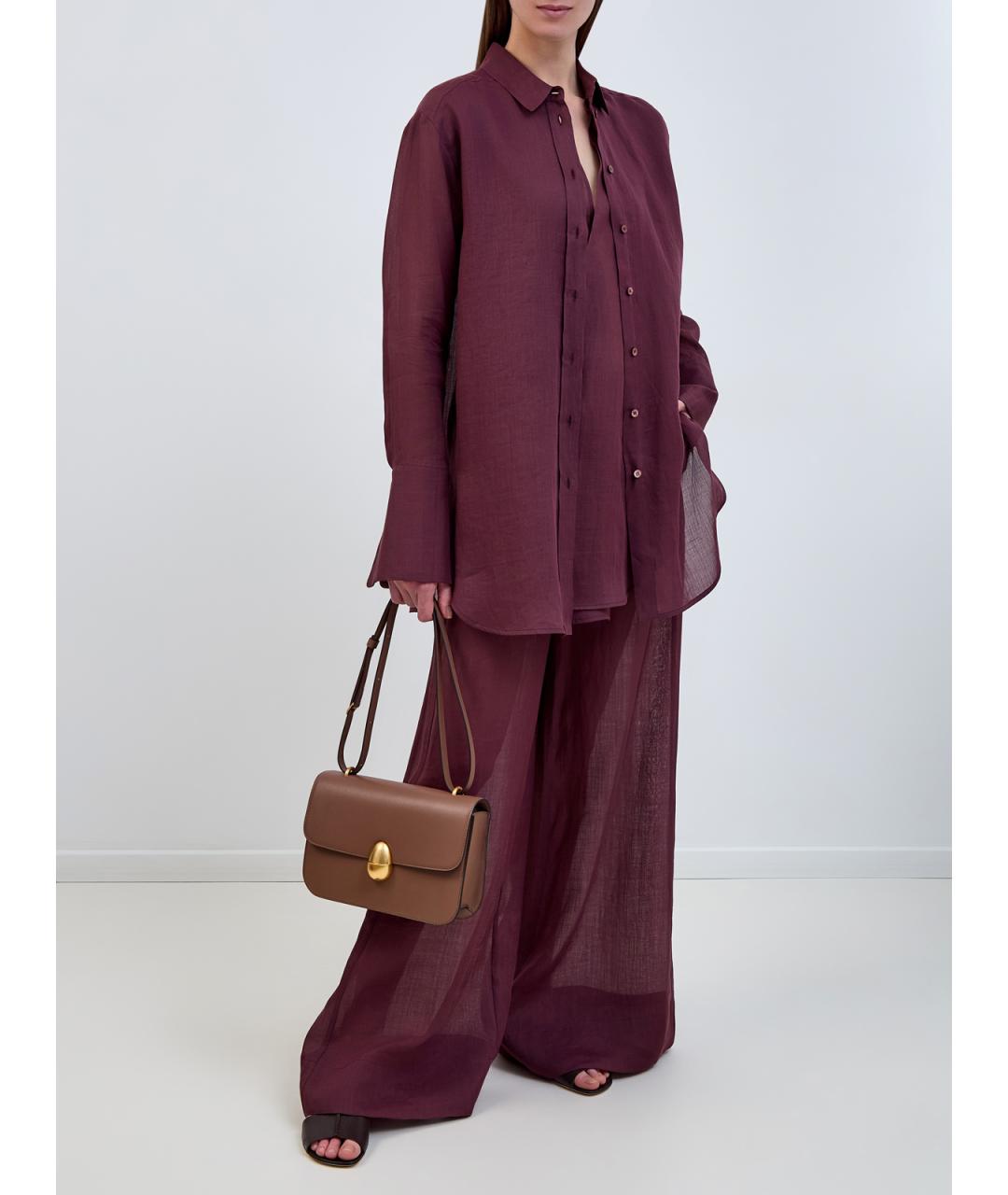 LORENA ANTONIAZZI Бордовые льняные брюки широкие, фото 2