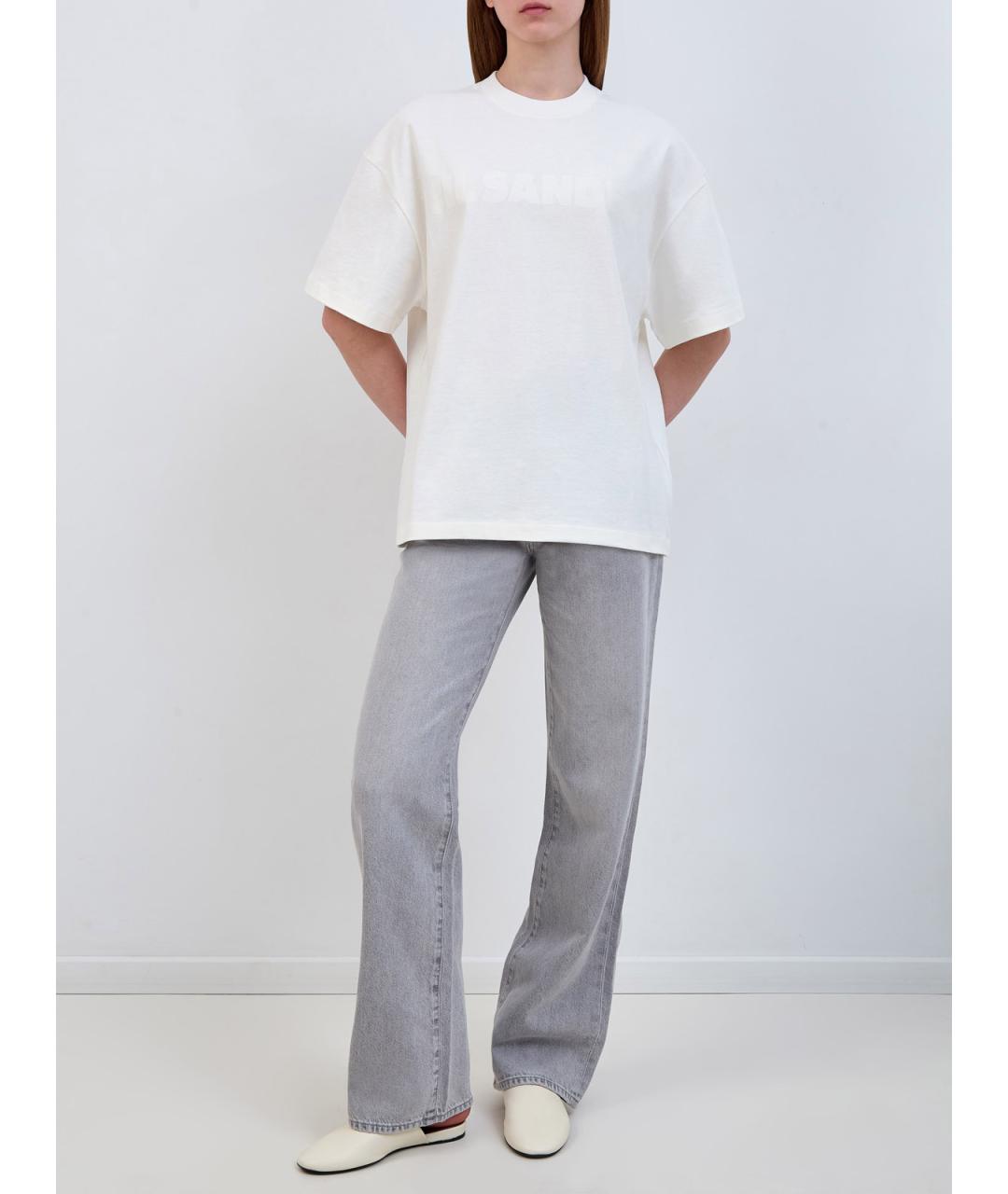 JIL SANDER Белая хлопковая футболка, фото 2