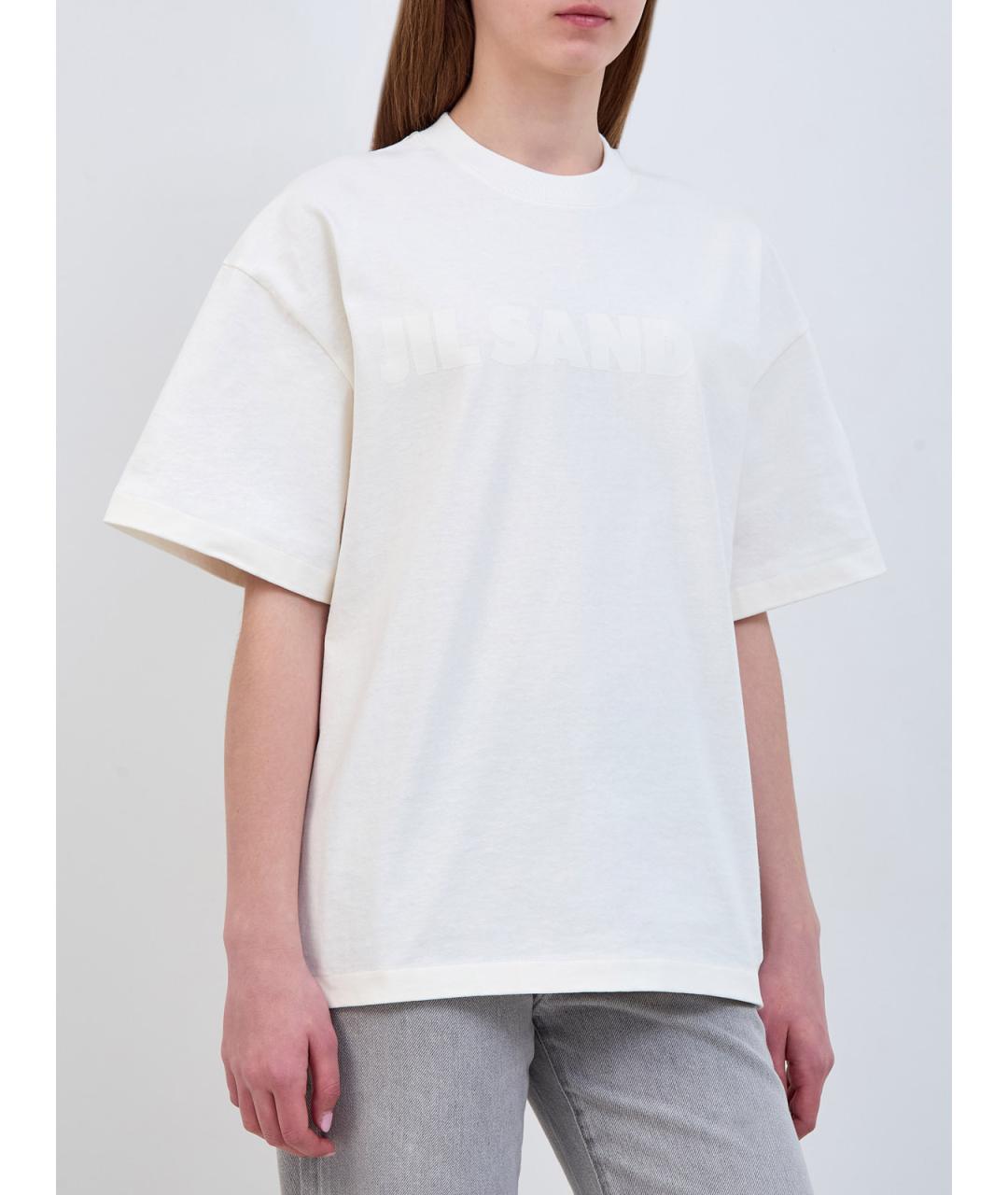 JIL SANDER Белая хлопковая футболка, фото 3