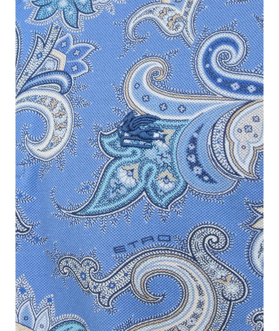 ETRO Голубое хлопковое поло с коротким рукавом, фото 5