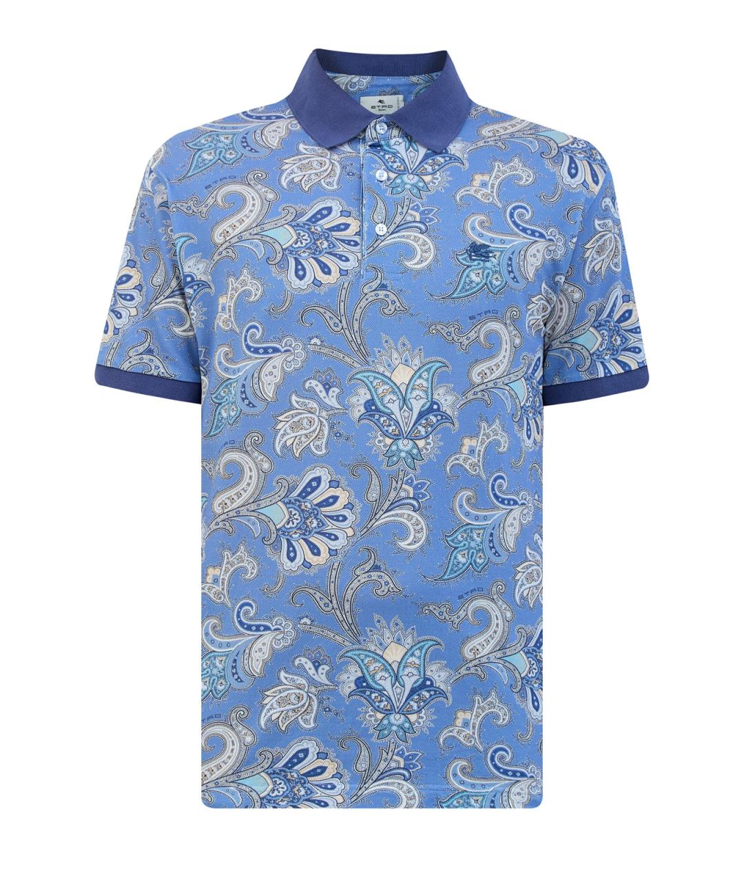 ETRO Голубое хлопковое поло с коротким рукавом, фото 1