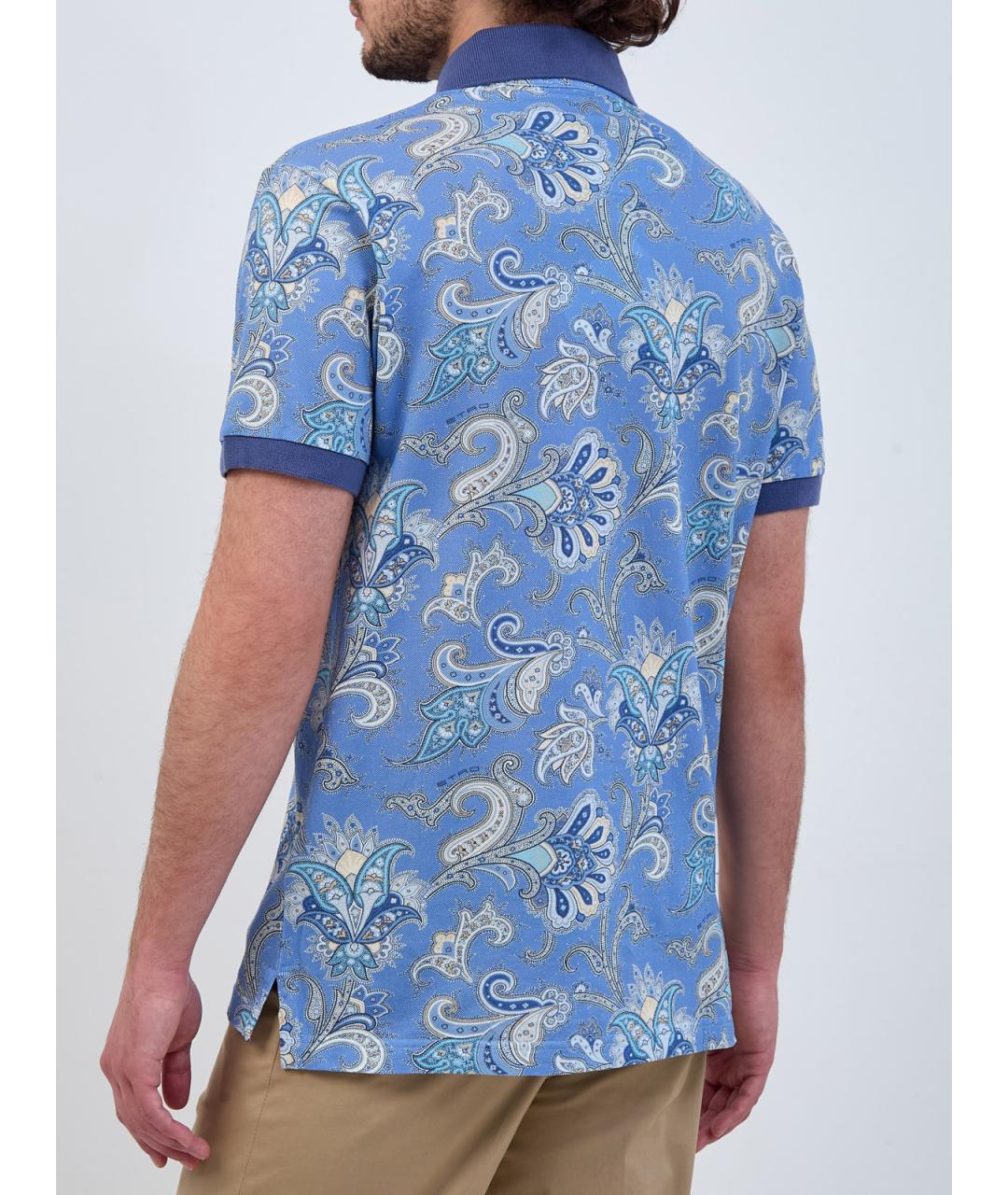 ETRO Голубое хлопковое поло с коротким рукавом, фото 4