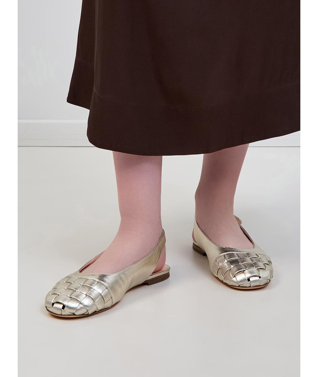 AGL Золотые кожаные балетки, фото 2