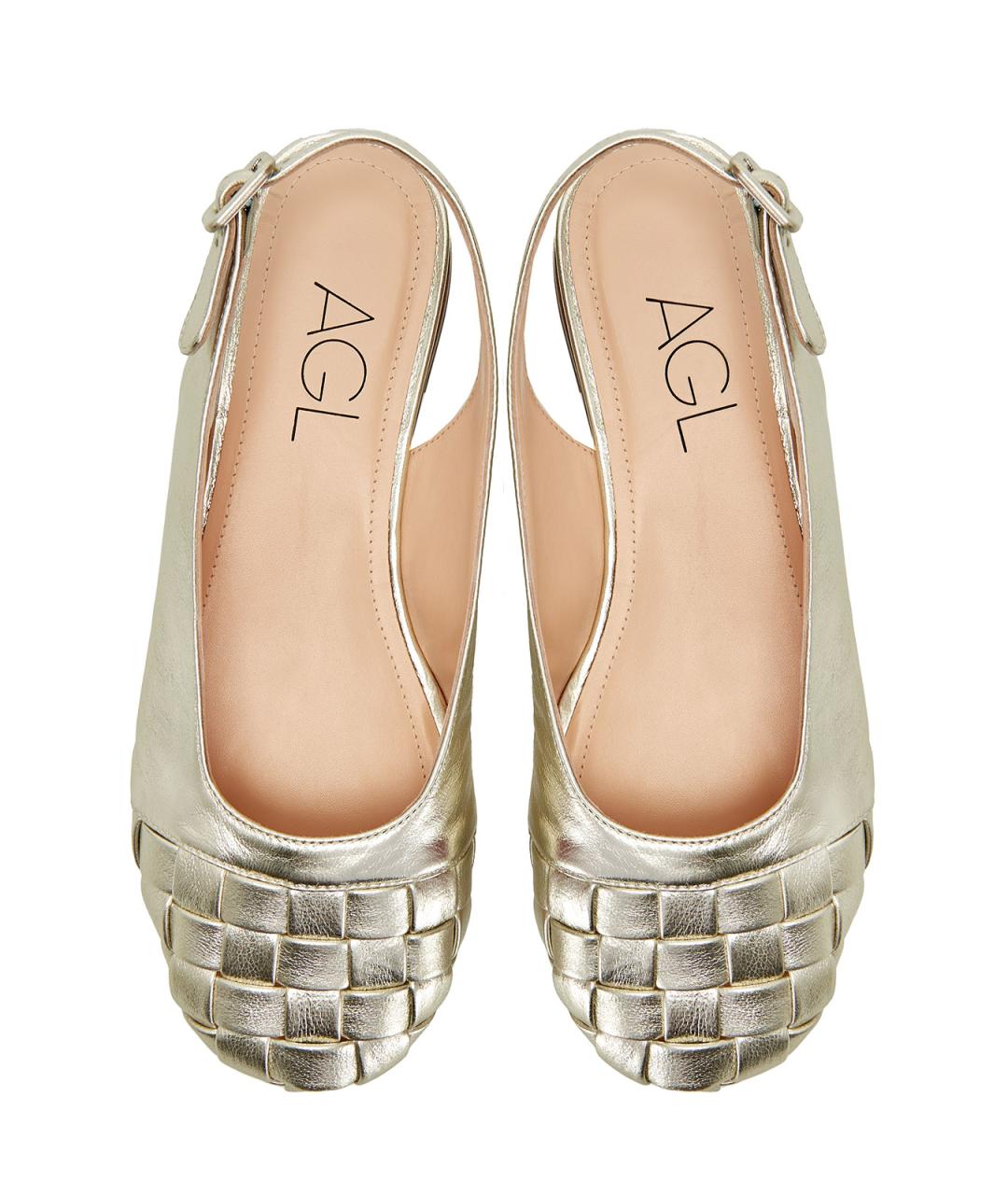 AGL Золотые кожаные балетки, фото 6