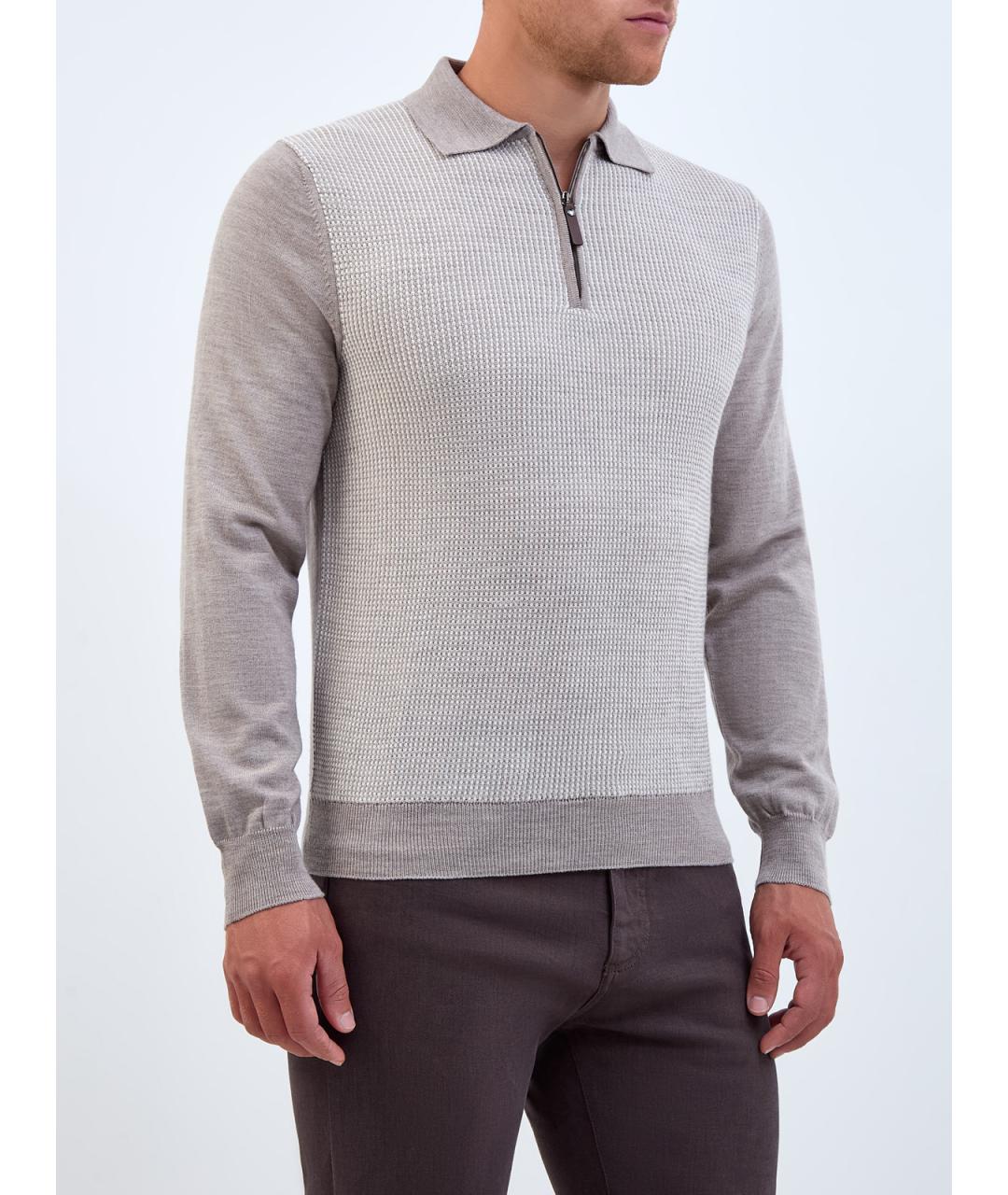 CANALI Бежевый шерстяной джемпер / свитер, фото 3