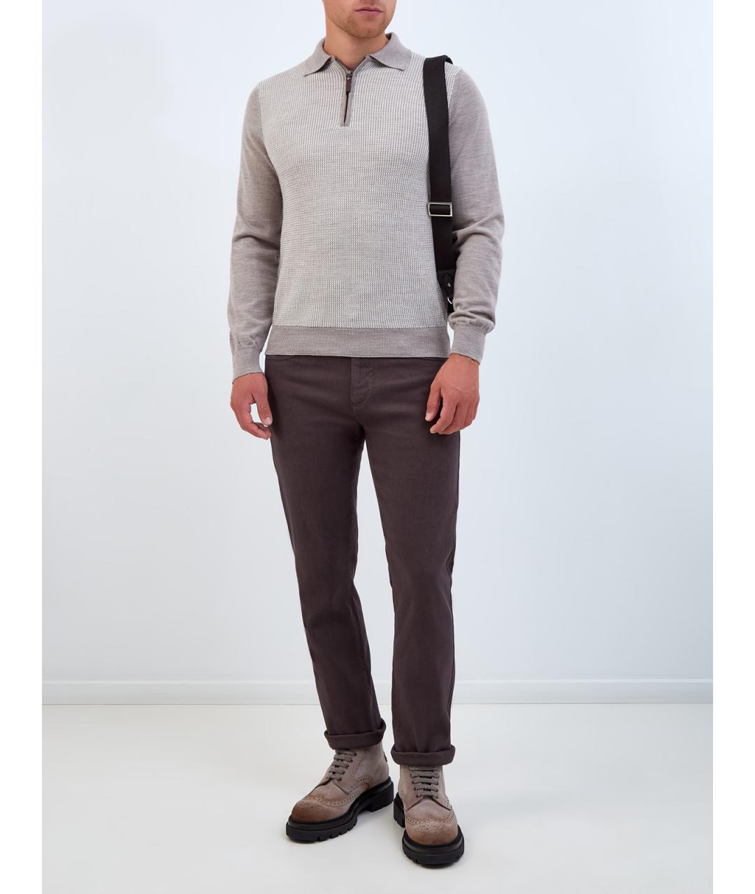 CANALI Бежевый шерстяной джемпер / свитер, фото 2