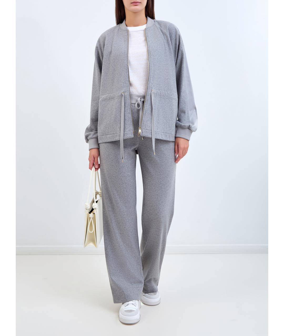 LORENA ANTONIAZZI Серые шерстяные прямые брюки, фото 2