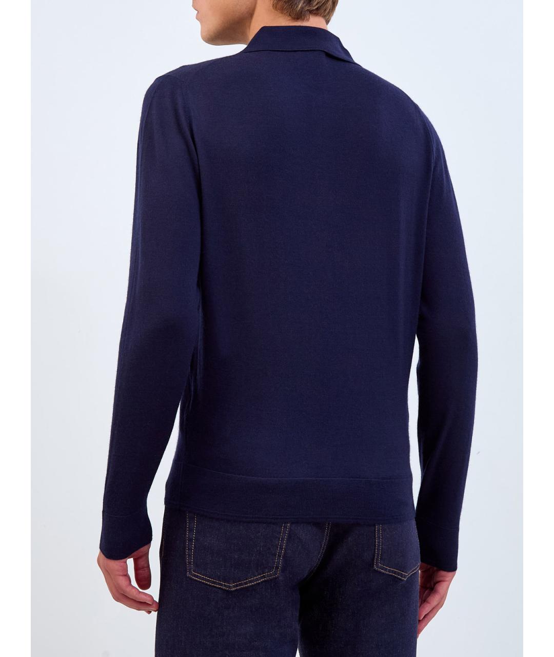 CANALI Темно-синее поло с длинным рукавом, фото 4