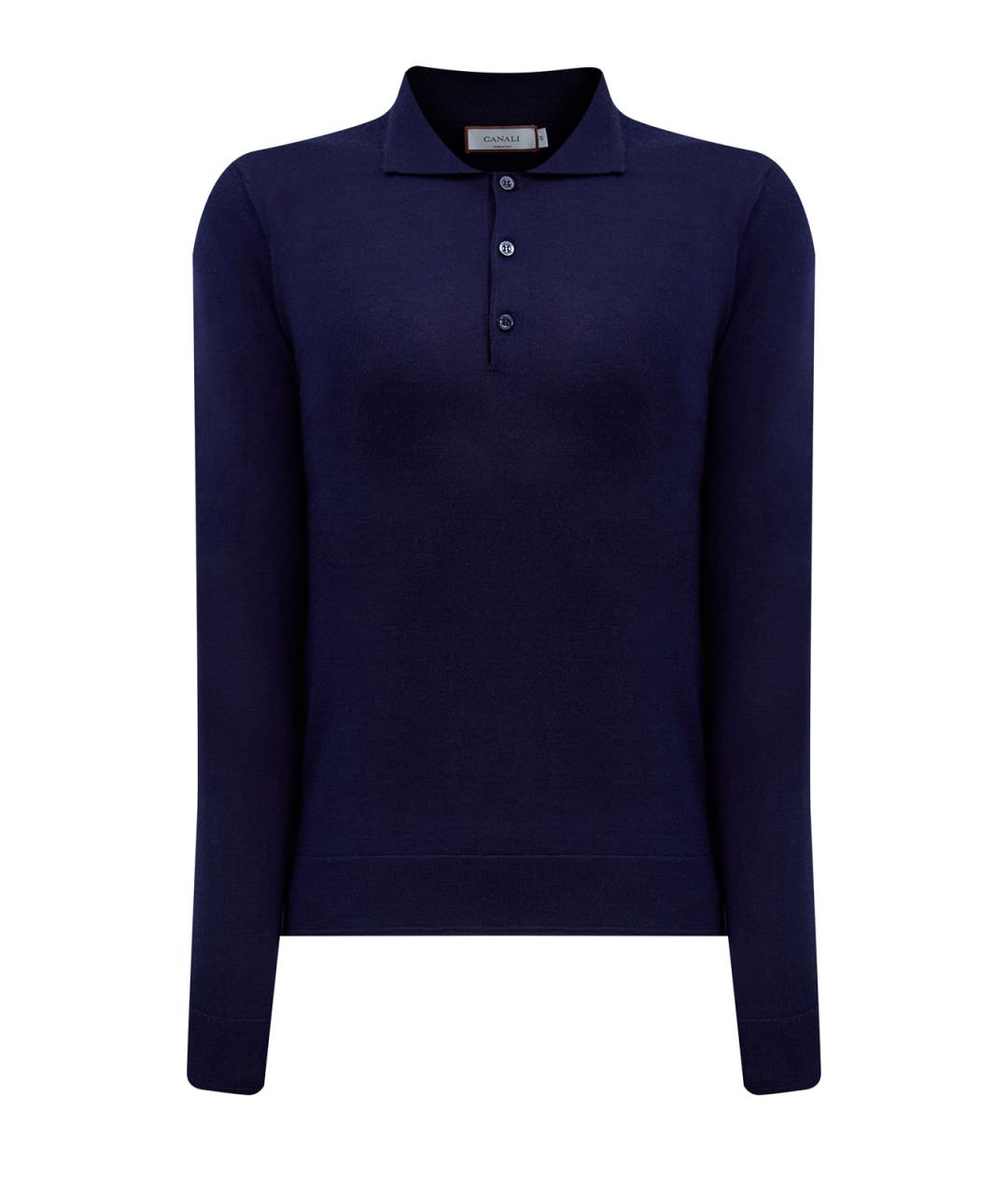 CANALI Темно-синее поло с длинным рукавом, фото 1