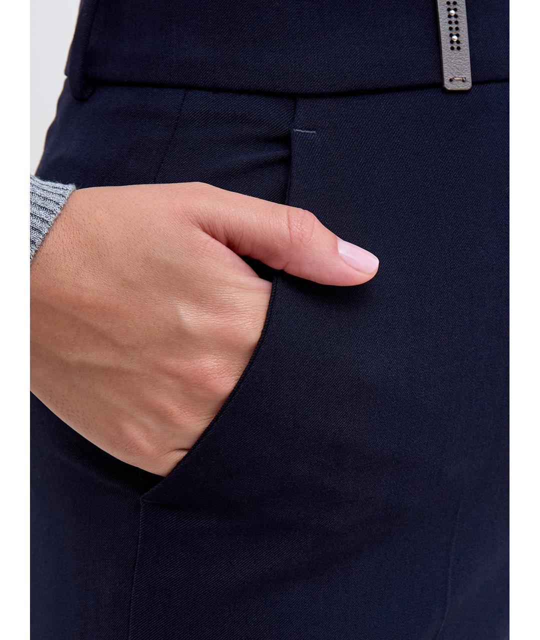 PESERICO Синие полиэстеровые прямые брюки, фото 5