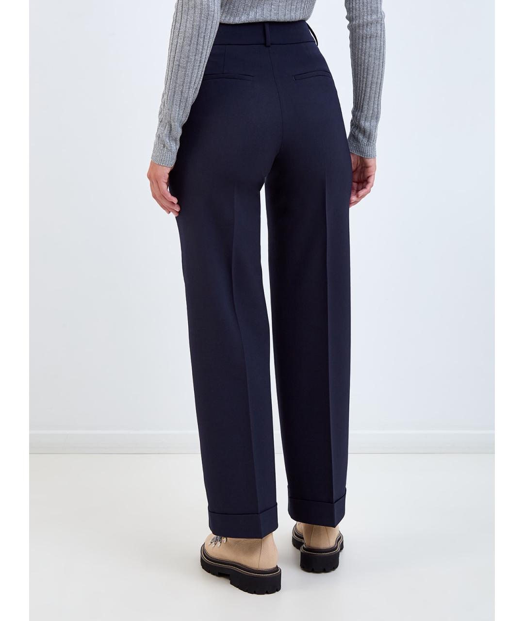 PESERICO Синие полиэстеровые прямые брюки, фото 4