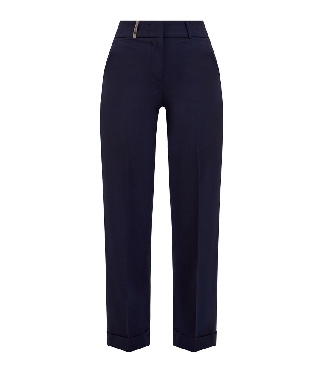 PESERICO Синие полиэстеровые прямые брюки, фото 1