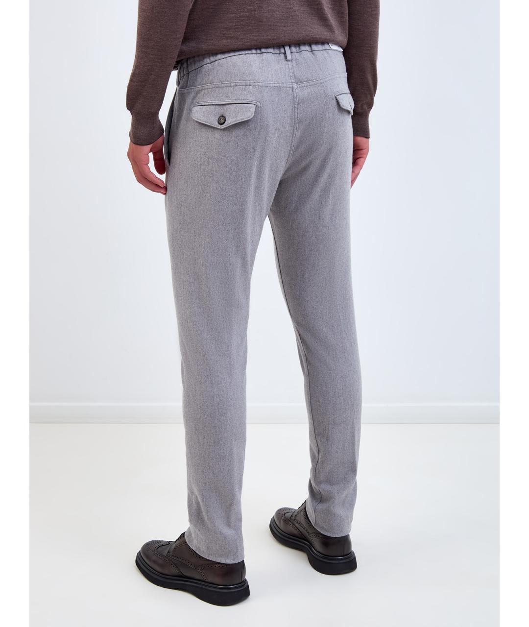 ELEVENTY Серые шерстяные повседневные брюки, фото 4