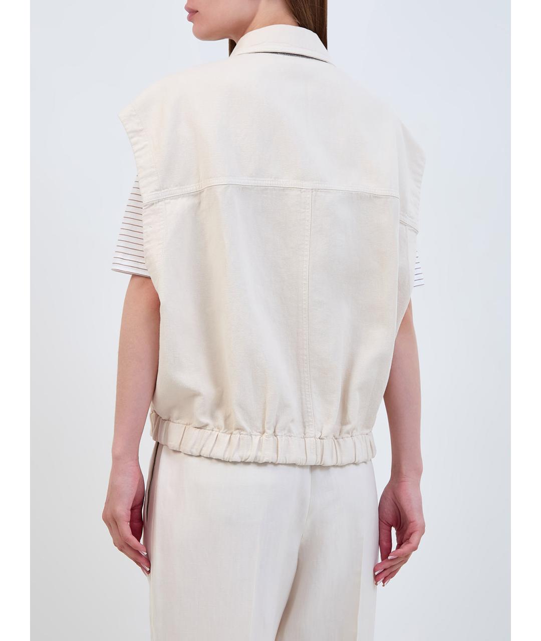 BRUNELLO CUCINELLI Бежевый хлопковый жилет, фото 4