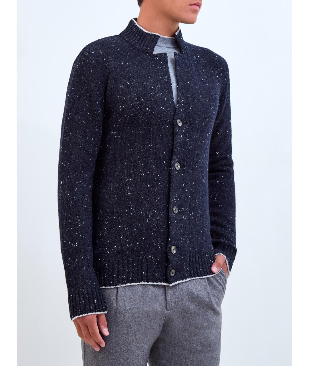 ELEVENTY Синий шерстяной кардиган, фото 3